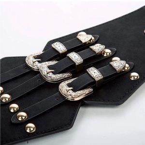 Leather Triple Buckle Western Belt Retro Buckle Strap Belt Corset Belt *…